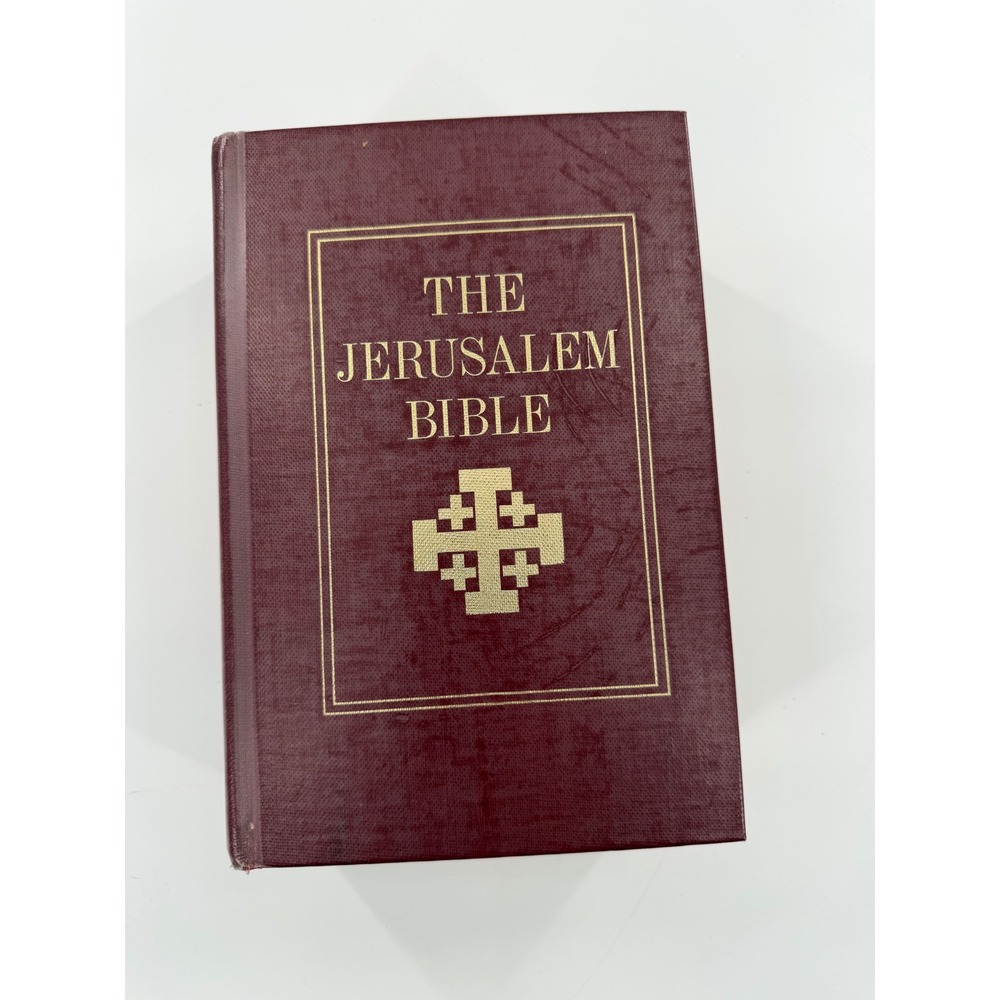 The Jerusalem Bible 1966 Hardcover Doubleday Burgundy Gold Cross Religious Text